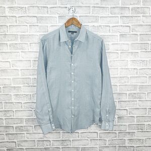 John Varvatos Collection Men's 100% Linen Button up Shirt in blue size Small